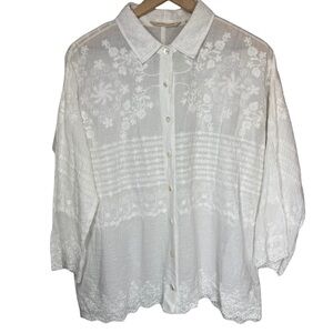 Soft Surroundings MEDIUM Cotton Rayon Heavily Embroidered Boho Festival Romantic